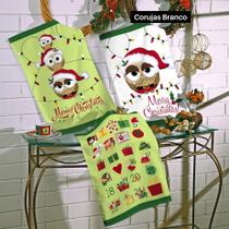 Pano de Copa Felpudo Coruja Branco Natal Teka