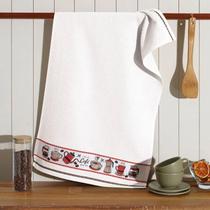 Pano de Copa Felpudo Jacquard Vida 2 Liso Barrado Café - Dohler - 45x70cm - 85% Algodão