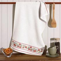 Pano de Copa Felpudo Jacquard Vida 2 Liso Barrado Morangos - Döhler - 45x70cm - 85% Algodão