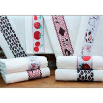 Pano de Copa Jacquard Lmpeter Com Barra Decorada Kit 06 Unidades