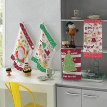 Pano de Copa/Prato Estampado Natal 40cm x 60cm C/7 peças