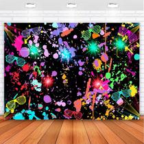Pano de fundo Avezano Neon Glow in The Dark Paint Splatter 7 x 5 pés Pano de fundo Avezano Neon Glow in The Dark Paint Splatter 7 x 5 pés