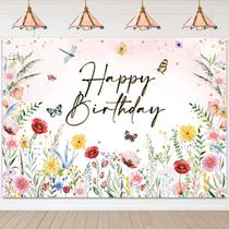 Pano de fundo Avezano Wildflower Birthday 2,1 x 1,5 m para meninas