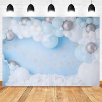Pano de fundo azul e branco Balloon Arch Cloud Baby Shower