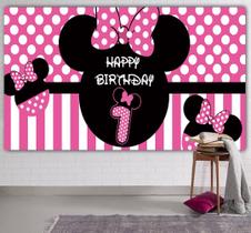 Pano de fundo Colormoon CC Minnie 1º aniversário 2,0 m x 1,0 m