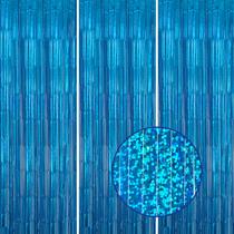 Pano de fundo com franja metálica DECOCKRAT Laser Blue Tinsel 1x2,5 m, pacote com 3