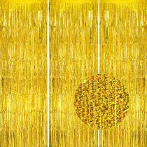 Pano de fundo com franja metálica DECOCKRAT Laser Gold Tinsel 1x2,5 m, pacote com 3