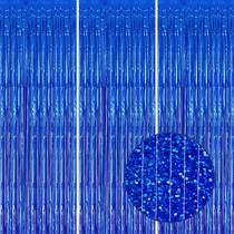Pano de fundo com franja metálica DECOCKRAT Laser Royal Blue, pacote com 1 x 2,5 m, pacote com 3