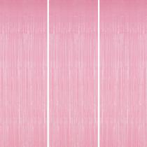 Pano de fundo com franjas metálicas DECOCKRAT, rosa pastel, pacote com 1 x 2,5 m, pacote com 3