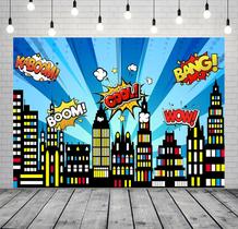 Pano de Fundo CORFOTO Cartoon Super City - 10x8 Pés - Poliéster