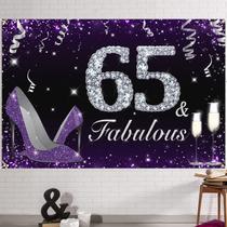 Pano de fundo de banner de aniversário HAMIGAR 65º aniversário 6x4 pés roxo