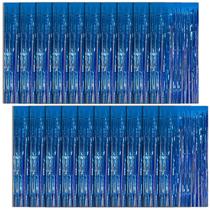 Pano de fundo de cortina de alumínio, pacote com 20 enfeites metálicos azuis, decoração de festa