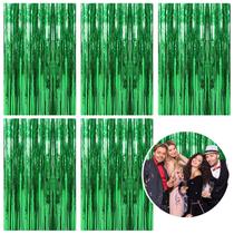 Pano de fundo de cortina de alumínio, pacote com 5 enfeites metálicos verdes para festa