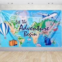 Pano de fundo de festa WERNNSAI Bon Voyage Adventure Awaits 185x110cm Pano de fundo de festa WERNNSAI Bon Voyage Adventure Awaits 185x110cm