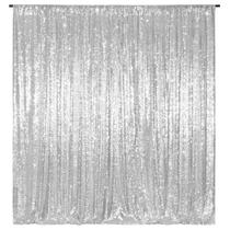 Pano de fundo de lantejoulas Poise3eHome Silver 2,4 m x 3 m para decoração de festa