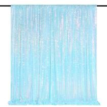 Pano de fundo de lantejoulas QueenDream Blue Iridescent 240 cm x 240 cm