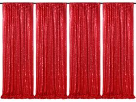 Pano de fundo de lantejoulas QueenDream Red 4 painéis 60x240cm de Natal Pano de fundo de lantejoulas QueenDream Red 4 painéis 60x240cm de Natal
