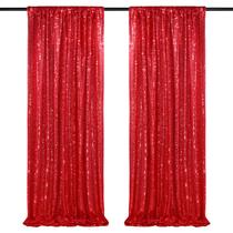 Pano de fundo de lantejoulas QueenDream Red 60x240cm 2 painéis de Natal Pano de fundo de lantejoulas QueenDream Red 60x240cm 2 painéis de Natal
