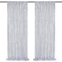 Pano de fundo de lantejoulas QueenDream Silver 60x240cm 2 painéis Pano de fundo de lantejoulas QueenDream Silver 60x240cm 2 painéis
