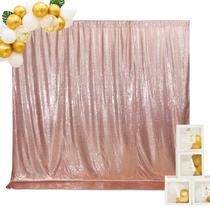 Pano de fundo de lantejoulas SquarePie não transparente 1,8 m x 2,4 m em ouro rosa