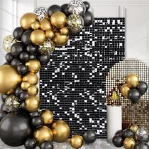 Pano de fundo de painéis de lantejoulas LuoluoHouse Shimmer Wall Black x18