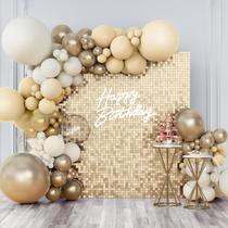 Pano de fundo de parede cintilante Kate Champagne Gold Sequin 24 painéis