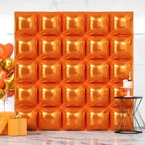 Pano de fundo de parede de balão NISOCY Orange Square Foil x25