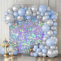Pano de fundo de parede Shimmer Kate Iridescent Silver 24 painéis
