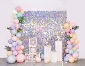 Pano de fundo de parede Shimmer Kate Silver Iridescent 24 painéis