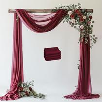 Pano de Fundo de Tecido Drapeado Wokceer Burgundy para Casamento em Arco