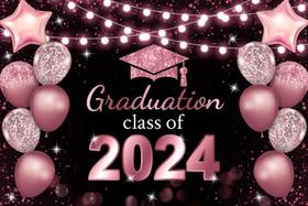 Pano de fundo dnldliq Rose Gold Graduation 3x2m Vinyl Class 2024