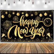 Pano de Fundo Feliz Ano Novo 2025 - KatChon 183x112cm com Fita
