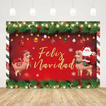 Pano de fundo fotográfico AIBIIN Feliz Navidad 210x150cm Poliéster