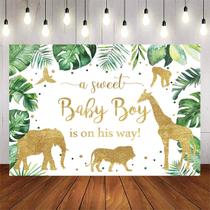 Pano de fundo fotográfico Avezano Gold Safari Green Leaves 5 x 3 pés