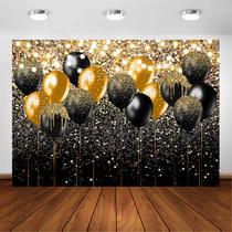 Pano de fundo fotográfico Avezano preto e dourado Glitter 7x5 pés