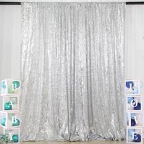 Pano de fundo fotográfico de lantejoulas ShinyBeauty Sparkling Silver 210x210cm