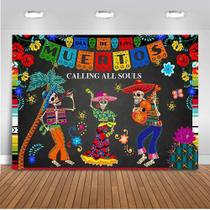 Pano de Fundo Fotográfico Dia dos Mortos - 250x180cm - Tema Mexicano com Caveiras de Açúcar