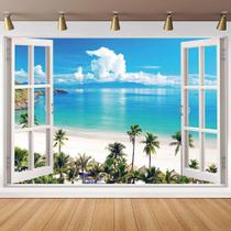 Pano de fundo fotográfico Etsyoki Summer Beach Window 5 x 3 pés