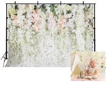 Pano de Fundo Fotográfico HUAYI XT-5848 (220x150cm) - Flores Brancas e Rosa
