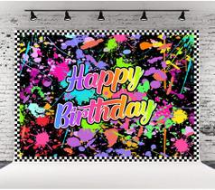 Pano de Fundo Fotográfico Lofari Neon Glow - Feliz Aniversário (3x2m)