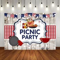 Pano de fundo fotográfico Lofari Picnic Birthday Party 210x150cm