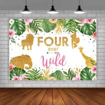 Pano de fundo fotográfico Lofaris Girl Four Ever Wild Safari 5x3 pés