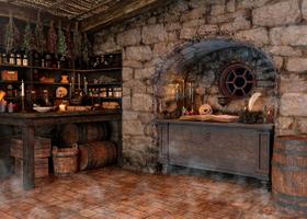 Pano de fundo fotográfico OUYIDA Halloween Witch's Kitchen 7 x 5 pés