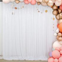 Pano de fundo fotográfico ShinyBeauty White Sequin 2,1 x 2,1 m