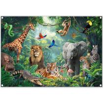 Pano de fundo fotográfico ZTHMOE Jungle Forest Animals 2,1x1,5 m
