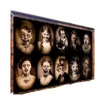 Pano De Fundo Gótico De Halloween Em Poliéster Com Retratos De Terror Retrô E Designs De Maquiagem Pano De Fundo Gótico De Halloween Em Poliéster Com Retratos De Terror Retrô E Designs De Maquiagem