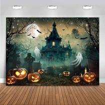 Pano de fundo Mocsicka Halloween Moon Night Castle 305x244cm
