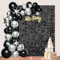 Pano de fundo Ozikutech Black Sequin 122x183 cm, decoração de festa