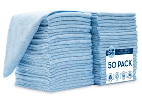 Pano de limpeza de microfibra S&T INC. Pacote de 50 em azul claro Pano de limpeza de microfibra S&T INC. Pacote de 50 em azul claro