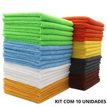 Pano De Limpeza Microfibra Kit Com 10 Unidades 25x25cm Pano Mágico Flanela Carro Pia Chão
